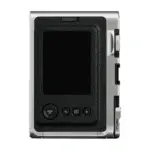 Fujifilm instax mini Evo hybrid instant camera in black, rear view with the 3.0-inch LCD and controls