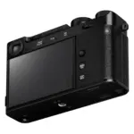 Fujifilm X-E5 mirrorless camera body in Black - angled rear view showing the screen and grip.