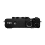 Fujifilm X-E5 mirrorless camera body in Black - top view showing the dials and the X-E5 marking.
