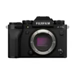 Fujifilm X-T5 mirrorless camera body in Black - front view showing the lens mount and sensor.