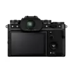 Fujifilm X-T5 mirrorless camera body in Black - rear view showing the touchscreen and viewfinder.