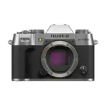 Fujifilm X-T50 mirrorless camera body in Silver - front view showing the lens mount and sensor.