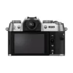 Fujifilm X-T50 mirrorless camera body in Silver - rear view showing the touchscreen and viewfinder.