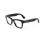 Ray-Ban Meta Wayfarer (Gen 3) AI glasses in Matte Black / Clear - angled view showing the frame and temple.