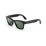 Ray-Ban Meta Wayfarer (Gen 3) AI glasses in Matte Black / Transitions Graphite Green - angled view showing the frame and temple.