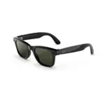 Ray-Ban Meta Wayfarer (Gen 3) AI glasses in Shiny Black / Polarized Green - angled view showing the frame and temple.