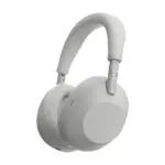 Sony WH-1000XM6 wireless headphones in Platinum Silver - side view.