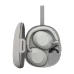 Sony WH-1000XM6 wireless headphones in Platinum Silver - folded in the supplied carrying case.
